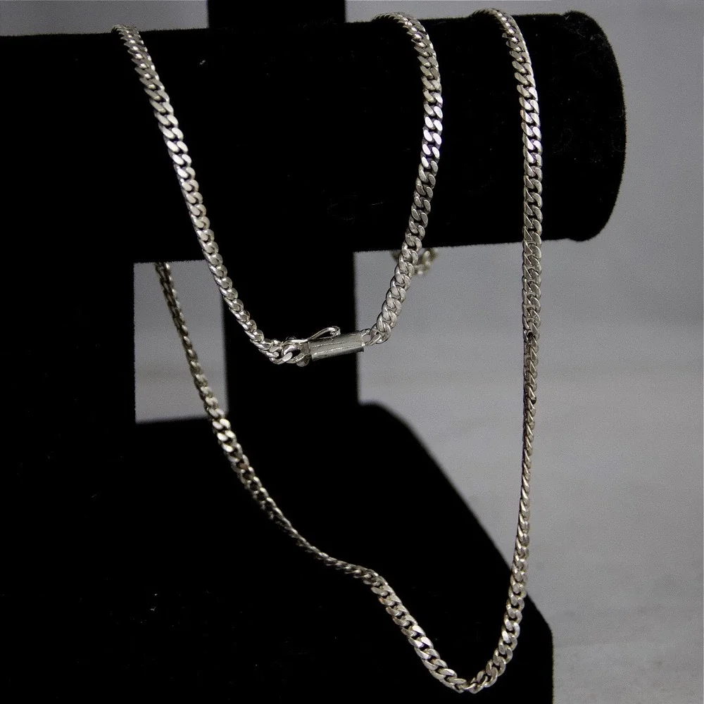 VTG HEAVY 970 Silver Curb Link Chain Necklace 20 Grams Dense 20 Inch 3.7mm